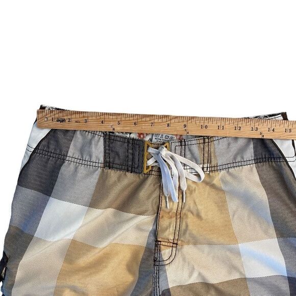 Billabong Mens Mark Occhilupo Signature Boardshorts Checkered Brown Size 32 - Picture 4 of 7